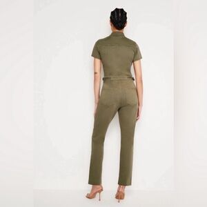 Olive Short-Sleeve Utility Jumpsuit - Women